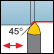 Außen, positiv, Trigon, 45° Einstellwinkel