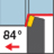 Außen, tangential, 84° Einstellwinkel